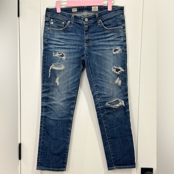AG Adriano Goldschmied Stilt Crop Jeans Distressed Cigarette Cropped Y2K Size 29 - Picture 2 of 13